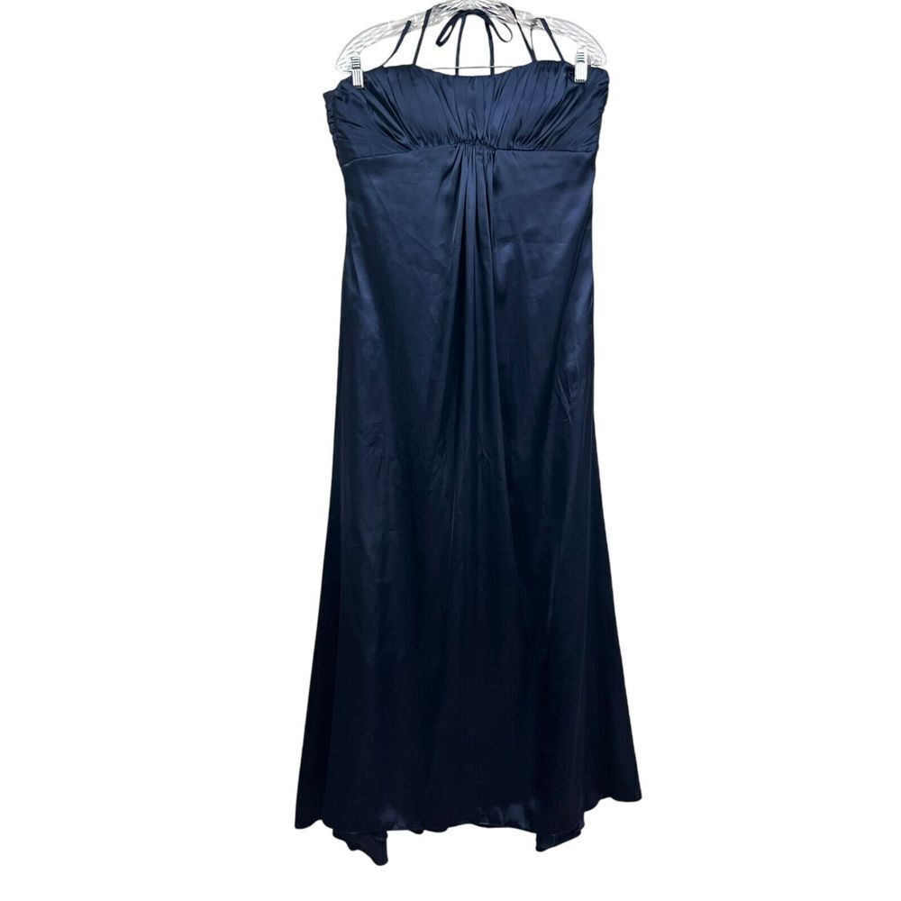 Bari Jay Women Strapless Gown Dress Ruched Sweetheart Neck Lace Up Blue Size 14*